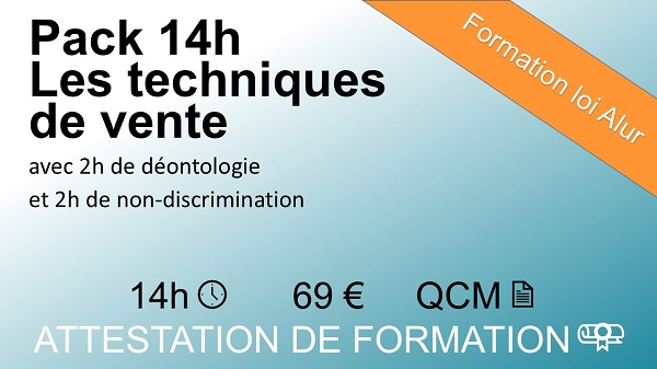 Formation loi Alur de 14 heures sur les techniques de vente
