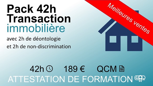 Pack formation Loi ALUR 42 heures en transaction immobilière avec attestation conforme CCI