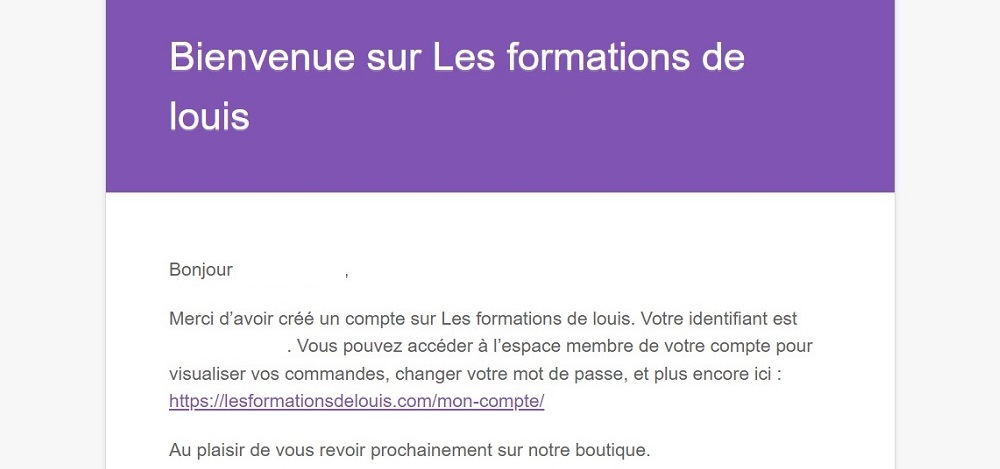 Exemple d’e-mails reçus après validation de la commande