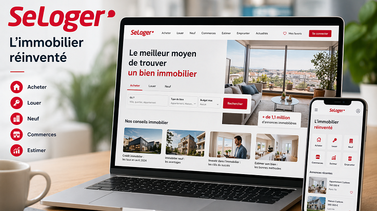 Groupe SeLoger, leader des portails immobiliers en France, sur ordinateur et mobile