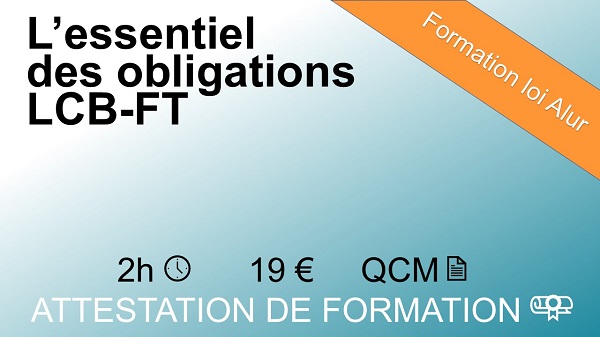 Formation loi Alur de 2 heures sur l'essentiel LCB-FT en immobilier