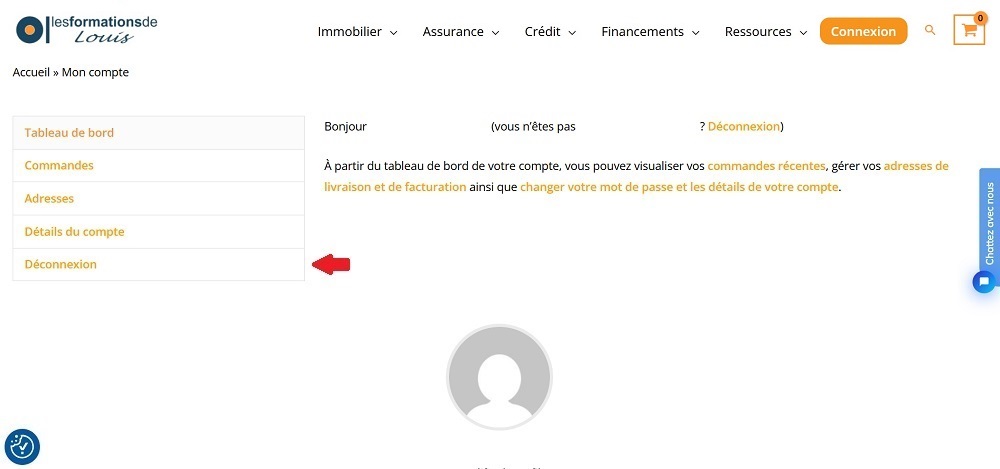 Page Mon compte Les Formations de Louis avec le bouton Déconnexion